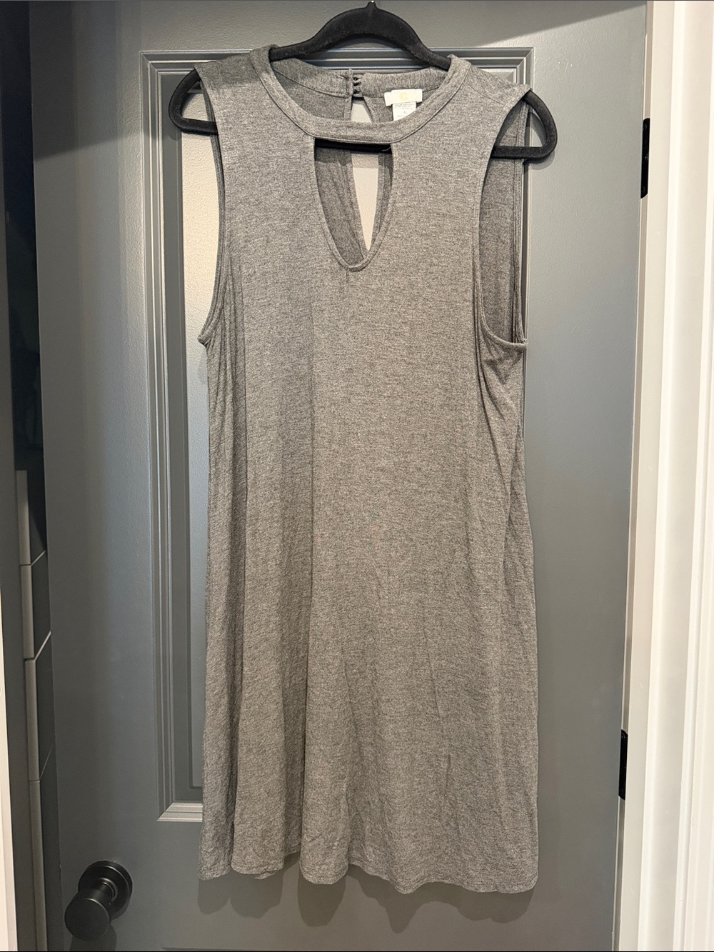 Charming Charlie Sleeveless Gray Keyhole Dress- Casual Everyday